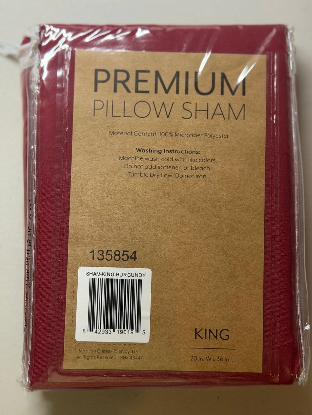 NEW! Premium Pillow Sham King Burgundy